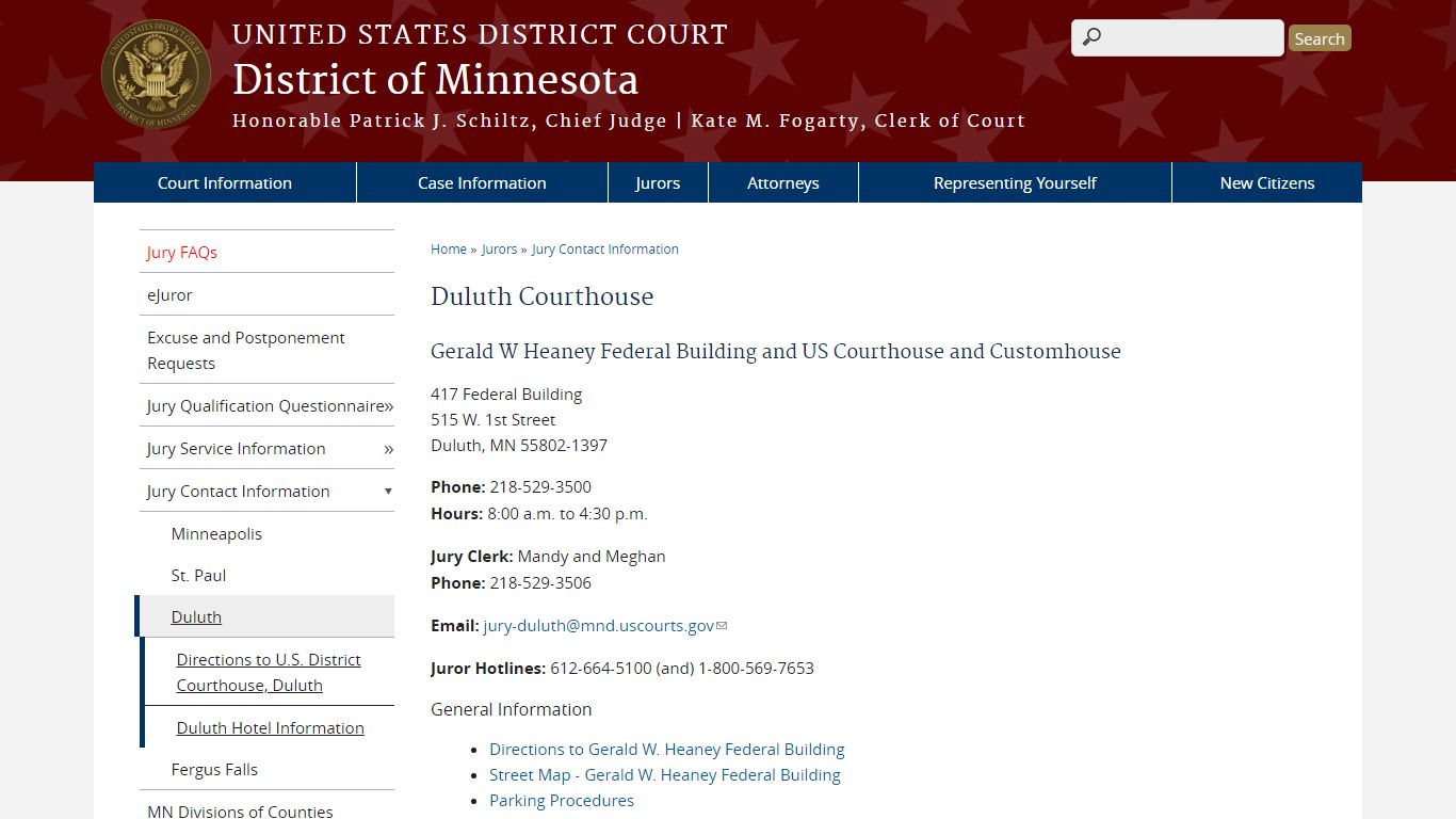 Duluth Courthouse | District of Minnesota | United States District Court